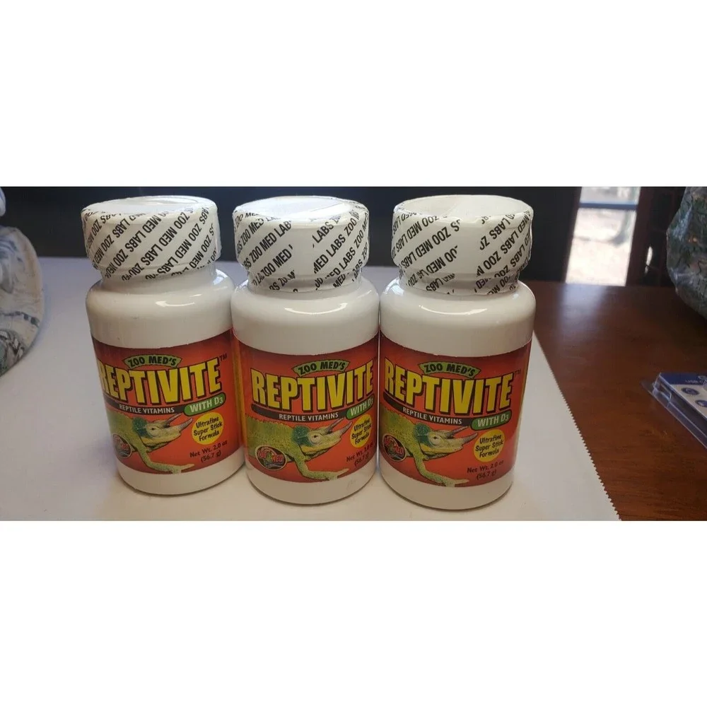 Lot of 3 Unopened Zoo Med Reptivite with D3 Reptile Vitamin & Calcium Powder 2oz